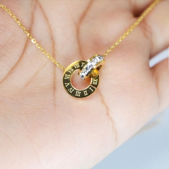 New Women’s Necklace Linked Eternity CZ Like and Roman Numeral 18” with Extender - Picture 2 of 5